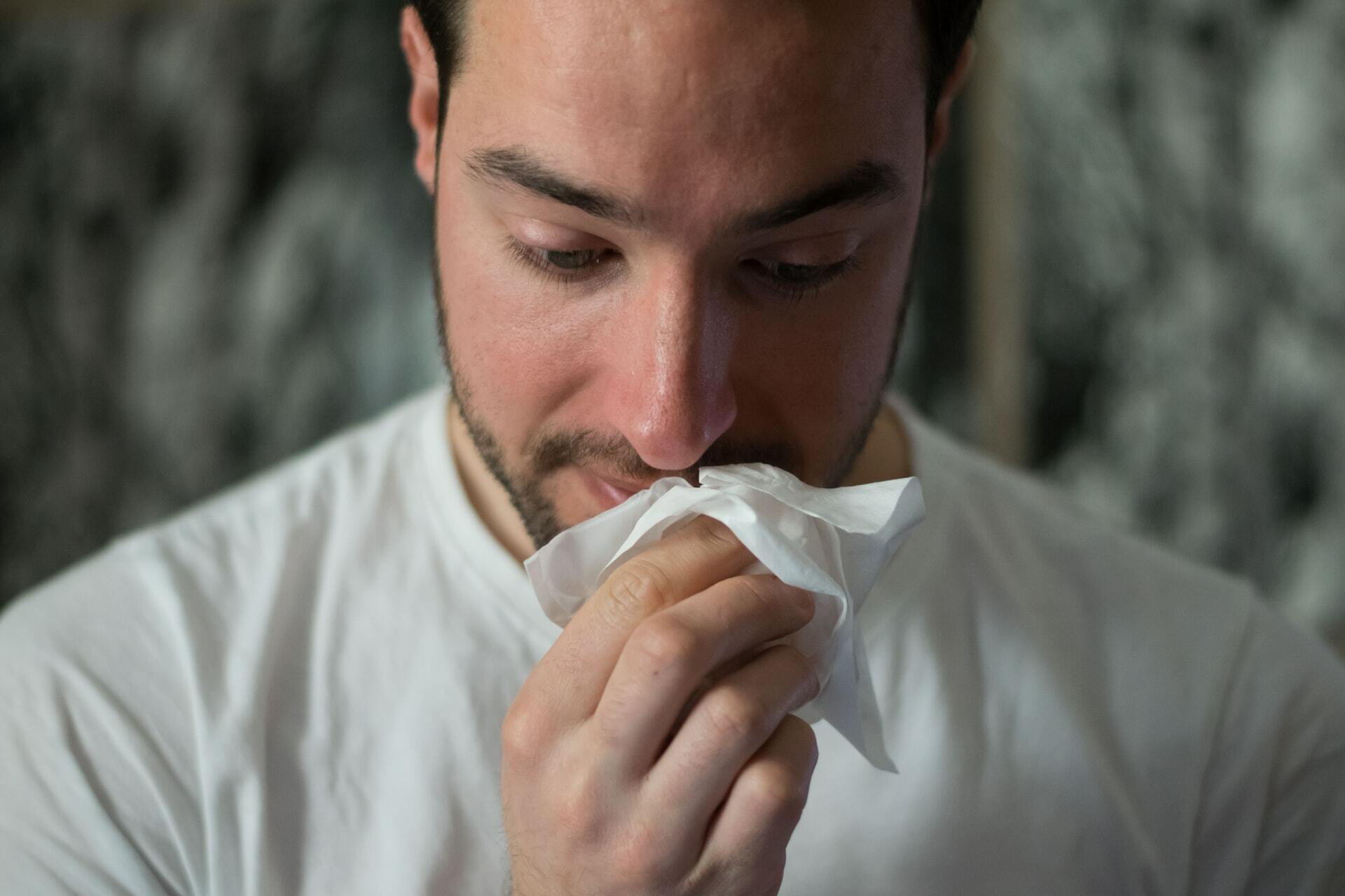 man with morning allergies